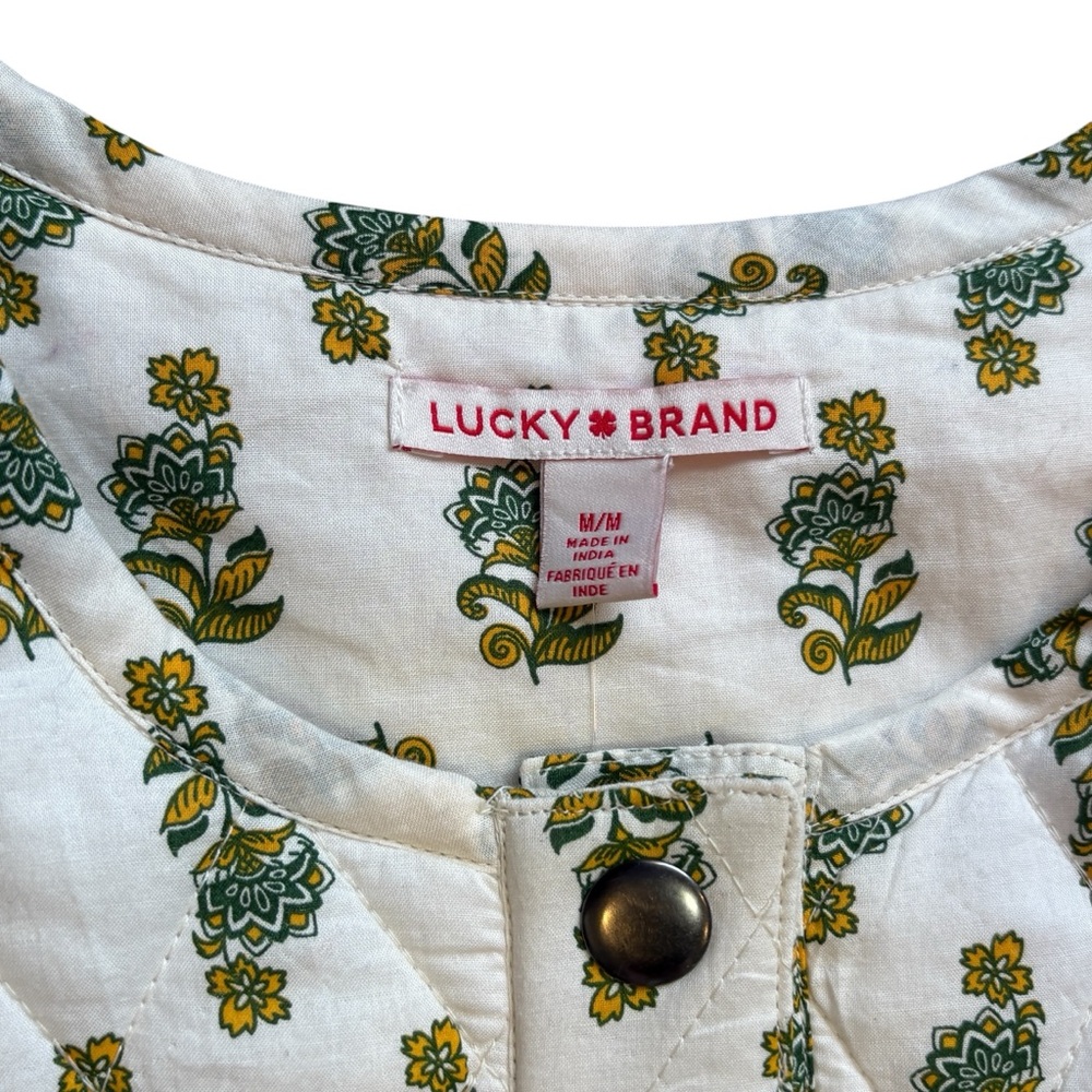 NWT Lucky Brand Womens Quilted Vest Block Print Floral Sz. M - Picture 2 of 8